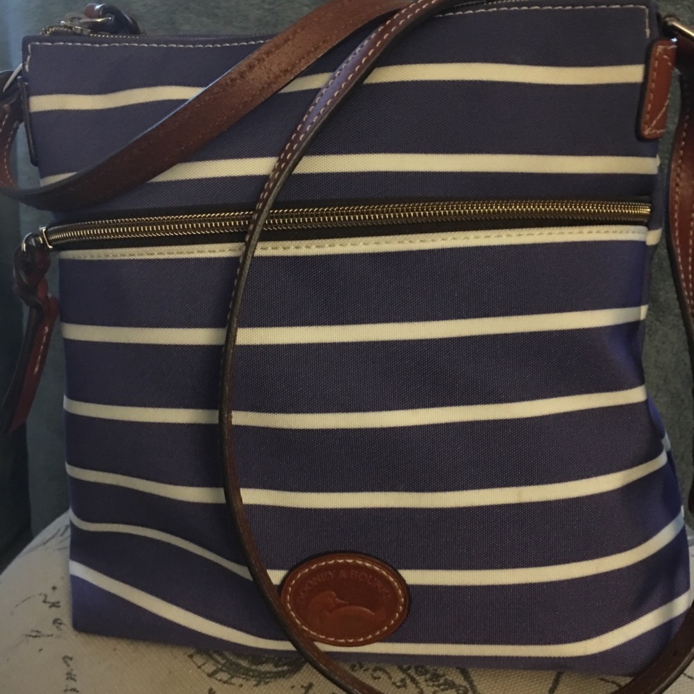 Dooney & Bourke blue and white stripes adjustable shoulder or crossbody